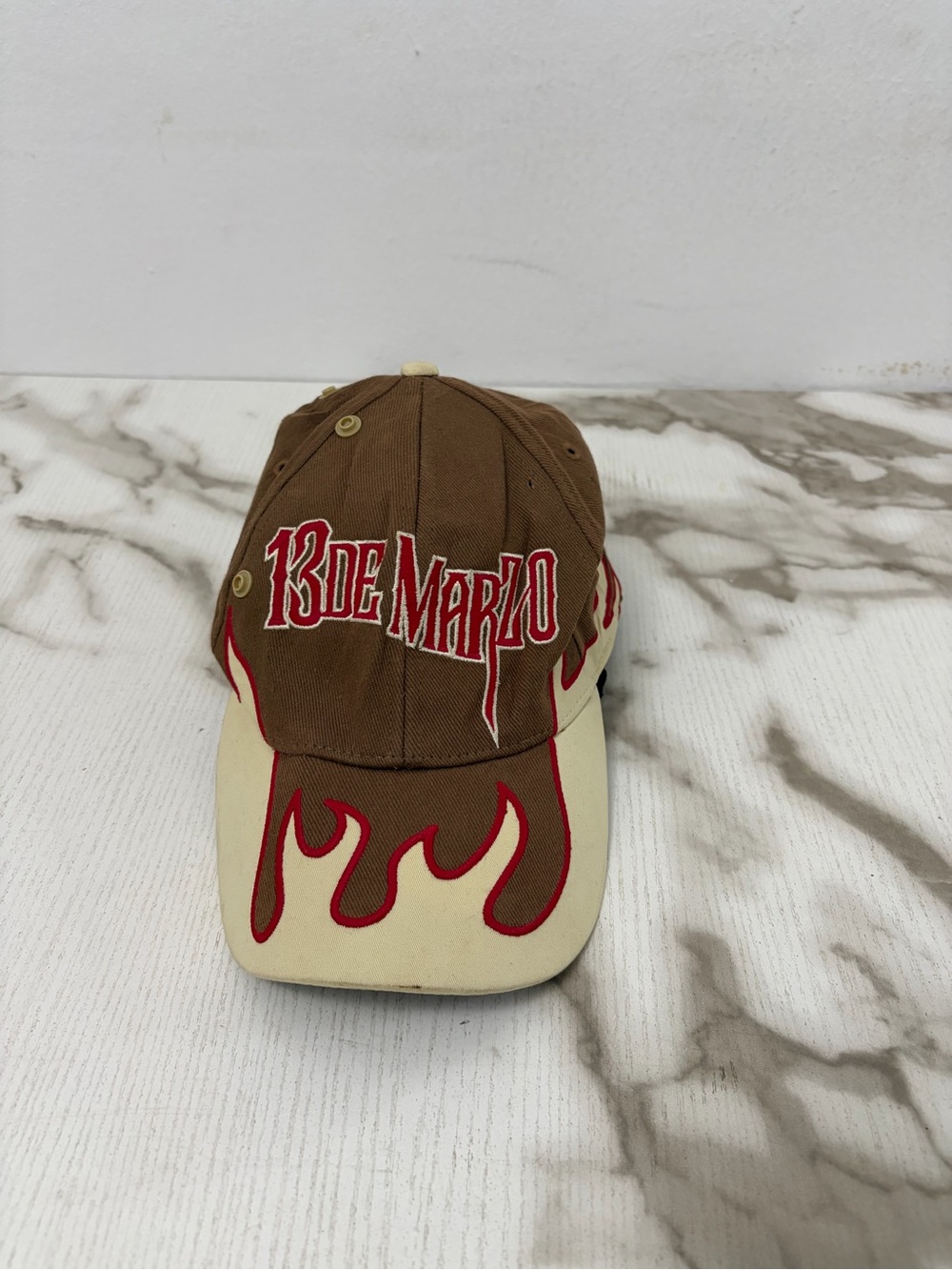 13DE MARZO Flame Embroidered Cotton Baseball Cap - Rare Sample Piece